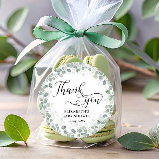 グリーンユーカリ赤ちゃんシャワー ラウンドシール