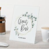 グリーンユーカリ金ゴールドフレームゲストブックサイン 台座サイン (インサイチュ)