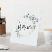 グリーンユーカリ金ゴールドフレームミニウェルカムサイン 台座サイン (インサイチュ)