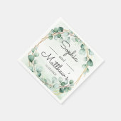 グリーンユーカリ金ゴールドフレーム幾何結婚の スタンダードカクテルナプキン (角)