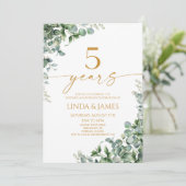 グリーンユーカリ金ゴールド結婚5周年 招待状 (スタンド正面)