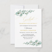 グリーンユーカリ金属金ゴールド卒業 招待状 (正面)