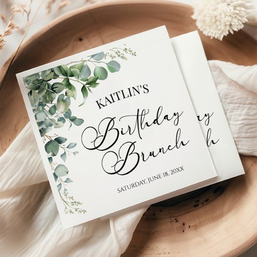 グリーンユーカリ離れパネスボタニカル誕生日ブランチ スタンダードランチョンナプキン