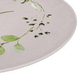 グリーンユーカリ&リーフリーススクリプトモノグラム カッティングボード (角)