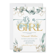 グリーンユーカリ |女の子の赤ちゃんシャワー水色