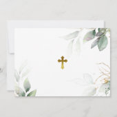 グリーンユーカリ&金ゴールドフォトガール確認 招待状 (裏面)