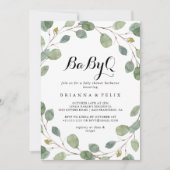 グリーンユーカリBabyQベビーシャワーバーベキュー 招待状 (正面)