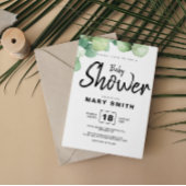 グリーンユ素朴ーカリプタスベイビーシャワー招待状