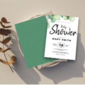 グリーンユ素朴ーカリプタスベイビーシャワー招待状