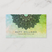 グリーンヨガインストラクターロータスフラワーウォーターカラー 名刺 (正面)