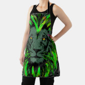 グリーンライオンヘッドライオン顔ポートレートスケッチエプロン エプロン (インサイチュ)