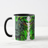 グリーンライオンヘッドライオン顔ポートレートスケッチ マグカップ (左)