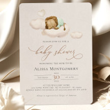 グリーンライオンベビーシャワー招待状