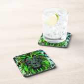 グリーンライオン – ライオンポートレートスケッチ – ライオンコースター コースター (右側)