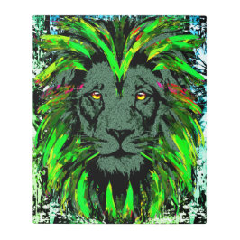 グリーンライオン – ライオンポートレートスケッチ – ライオン顔 メタルプリント