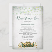 グリーンライトエレガントプレゼント新年の招待状 セーブザデート (正面)