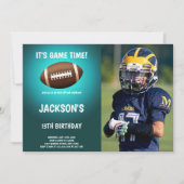 グリーンライトサッカー誕生日招待状写真 招待状 (正面)