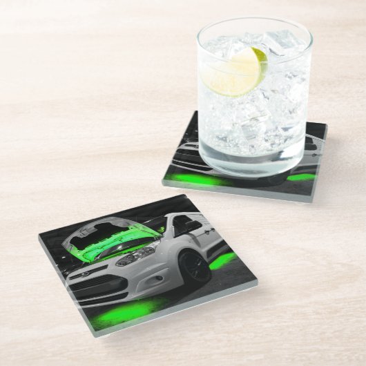グリーンライトバン ガラスコースター (アングル)