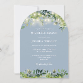 グリーンライト アーチ ダスティーブルー QRコード ウェディング 招待状