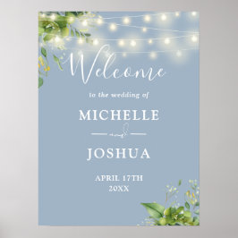 グリーンライト ダスティーブルー ウェディング ウェルカムサイン ポスター