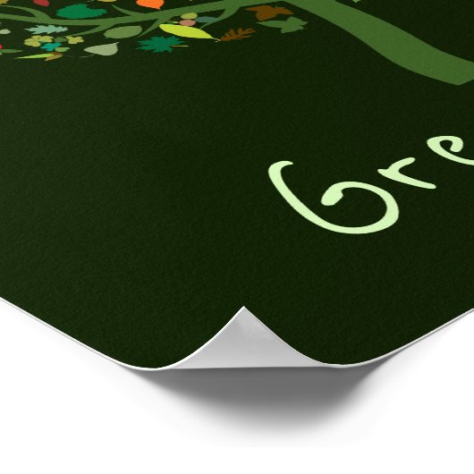 グリーンライフのスローガン緑のかわいい木の環境 ポスター (角)