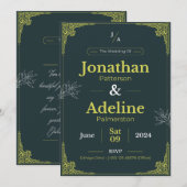 グリーンライムエレガントウェディング招待状 招待状 (正面/裏面)