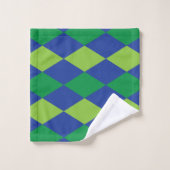 グリーンライムグリーンダイヤモンドパ市松模様にターン バスタオルセット (ウォッシュタオル)