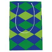 グリーンライムグリーンダイヤモンドパ市松模様にターン ミディアムペーパーバッグ (正面)