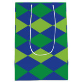 グリーンライムグリーンダイヤモンドパ市松模様にターン ミディアムペーパーバッグ (裏面)