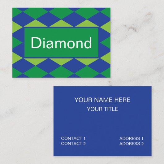 グリーンライムグリーンダイヤモンドパ市松模様にターン 名刺 (正面/裏面)