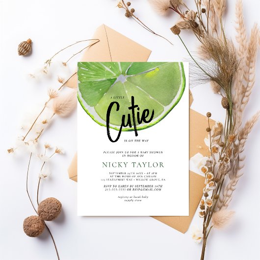グリーンライムシトラスベビーシャワー 招待状