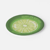 グリーンライムフルーツスライスイラストレーション誕生日 ペーパープレート (アングル)