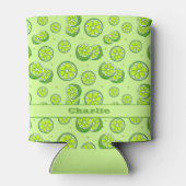 グリーンライムフルーツスライスパターン(の模様が)あるサマリ 缶クーラー (裏面)