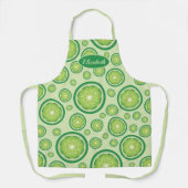 グリーンライムフルーツスライス名前をカスタムする付き模様 エプロン (正面)