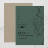 グリーンラインスケッチフローラ私たちは結び目招待状 サンキューカード (正面/裏面)