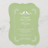 グリーンラエレガントブバードブライダルシャワー 招待状 (正面/裏面)