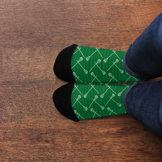 グリーンラクロスホワイトスティックパターン（の模様が）あるソックス ソックス