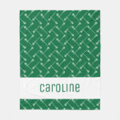 グリーンラクロスホワイトスティックパターン(の模様が)ある フリースブランケット (正面)