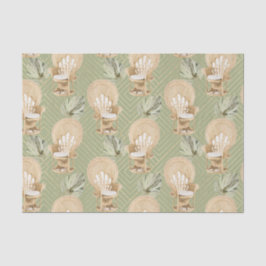 グリーンラタン椅子とパームリーフ 薄葉紙