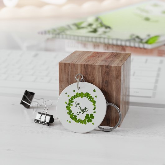 グリーンラッキークローバーリースキーチェーン キーホルダー