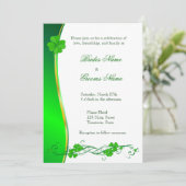 グリーンラッキーシャムロックパターン結婚式招待状 招待状 (スタンド正面)