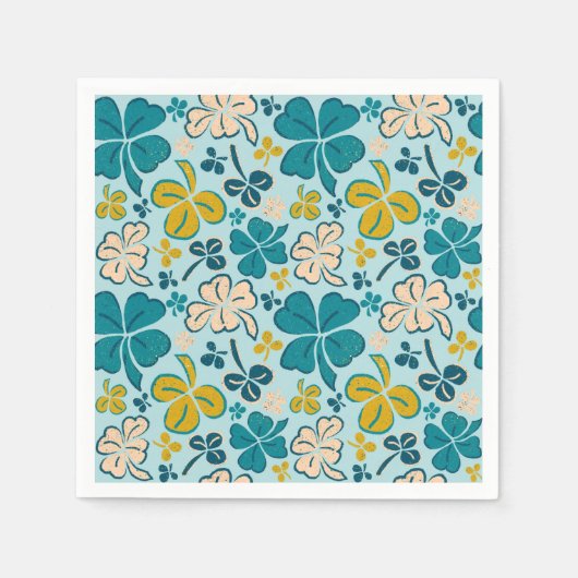 グリーンラッキーシャームロッククローバーセントパトリックの日 スタンダードカクテルナプキン (正面)