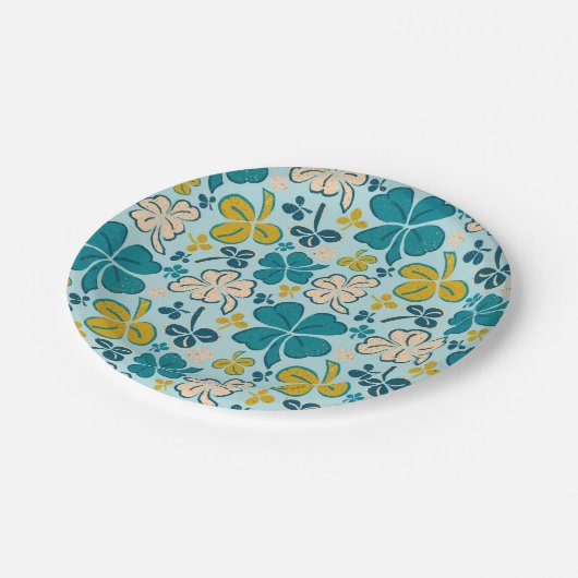 グリーンラッキーシャームロッククローバーセントパトリックの日 ペーパープレート (アングル)