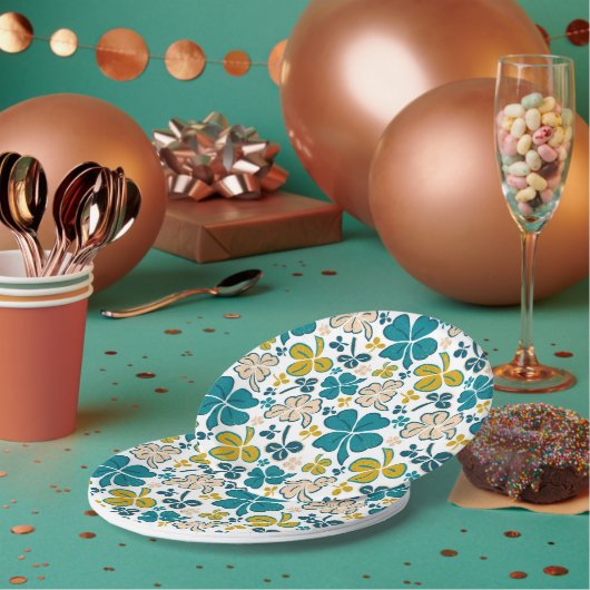 グリーンラッキーシャームロッククローバーセントパトリックの日 ペーパープレート (複数)