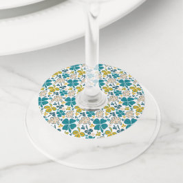 グリーンラッキーシャームロッククローバーセントパトリックの日 ワイングラスタグ