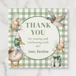 グリーンラッキーダックバルーン誕生日メッセージカード フェイバータグ