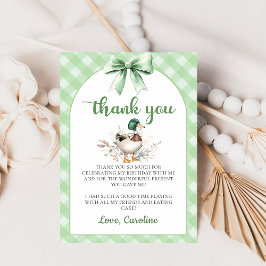 グリーンラッキーダックボーイ誕生日サンキューカード 招待状