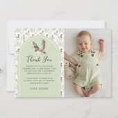 グリーンラッキーダックボーイ誕生日写真サンキューカード 招待状 (正面)