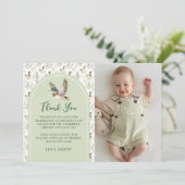 グリーンラッキーダックボーイ誕生日写真サンキューカード 招待状 (スタンド正面)