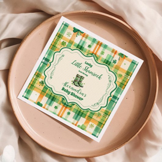 グリーンラッキーリトルシャームロックベビーシャワー スタンダードカクテルナプキン